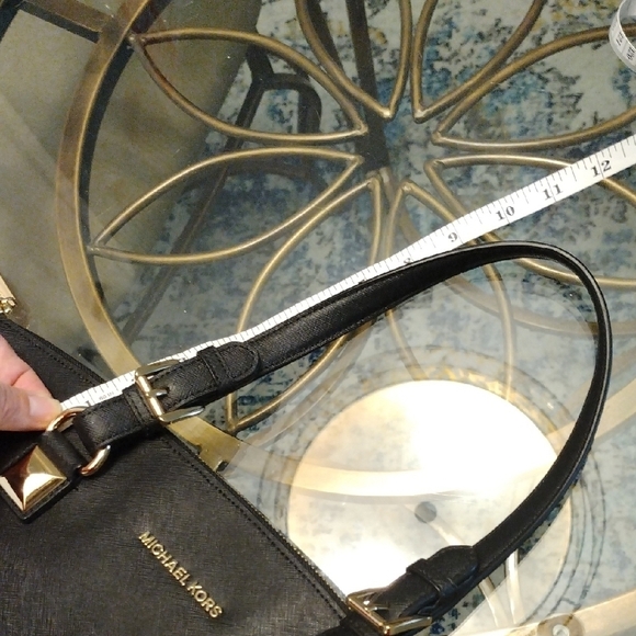 Michael Kors Black Structured Tote with Gold Accents - Picture 11 of 16